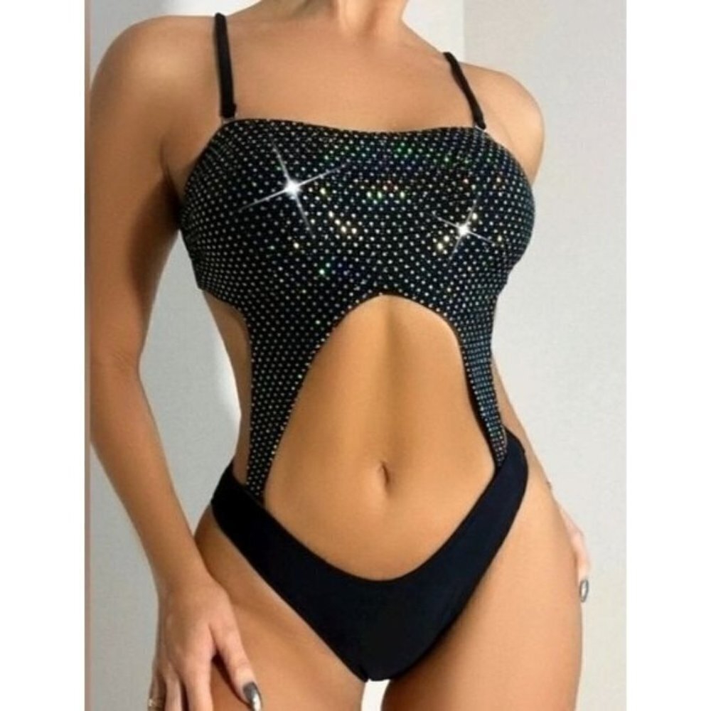 Black  Detail Cut Out One Piece Swimsuit